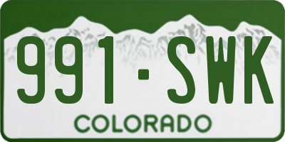 CO license plate 991SWK