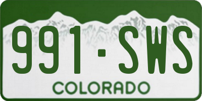 CO license plate 991SWS