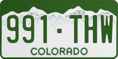 CO license plate 991THW