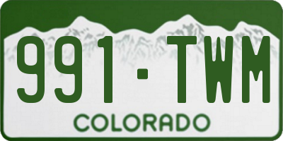 CO license plate 991TWM
