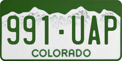 CO license plate 991UAP