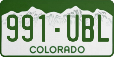 CO license plate 991UBL