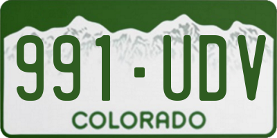 CO license plate 991UDV