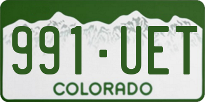 CO license plate 991UET