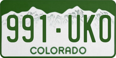 CO license plate 991UKO