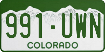 CO license plate 991UWN