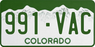 CO license plate 991VAC