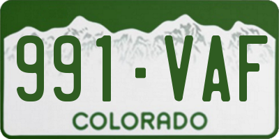 CO license plate 991VAF