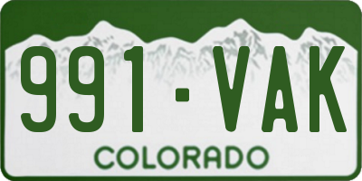 CO license plate 991VAK