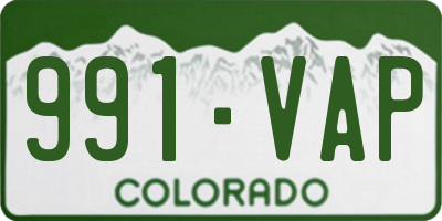 CO license plate 991VAP
