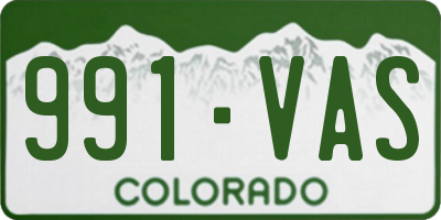 CO license plate 991VAS