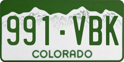 CO license plate 991VBK