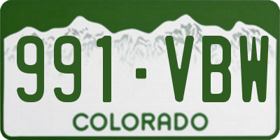 CO license plate 991VBW