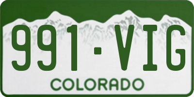 CO license plate 991VIG
