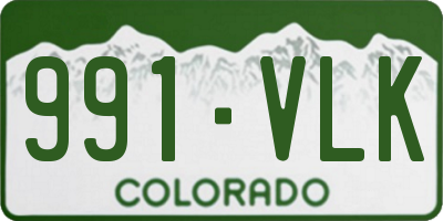 CO license plate 991VLK