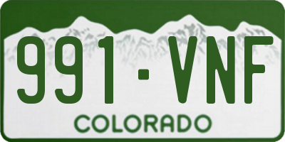CO license plate 991VNF