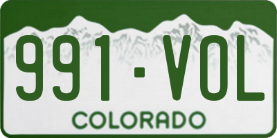 CO license plate 991VOL