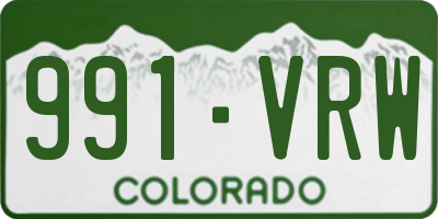 CO license plate 991VRW