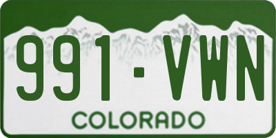 CO license plate 991VWN