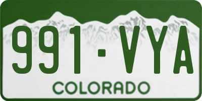 CO license plate 991VYA