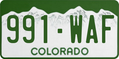 CO license plate 991WAF