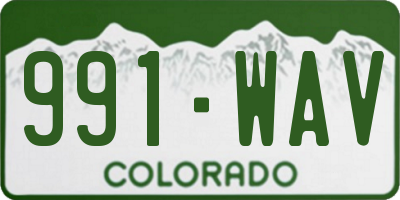 CO license plate 991WAV