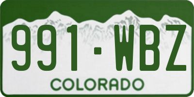 CO license plate 991WBZ