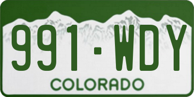 CO license plate 991WDY