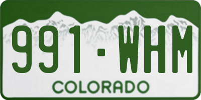 CO license plate 991WHM