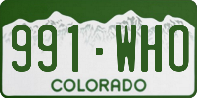 CO license plate 991WHO