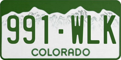 CO license plate 991WLK