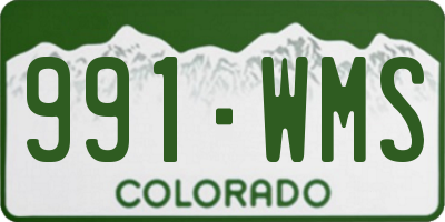 CO license plate 991WMS