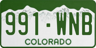 CO license plate 991WNB