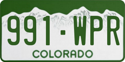CO license plate 991WPR