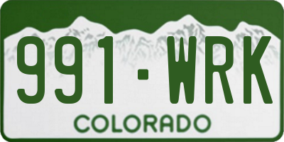 CO license plate 991WRK