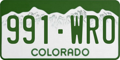 CO license plate 991WRO