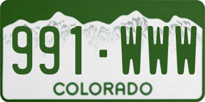 CO license plate 991WWW