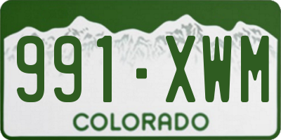 CO license plate 991XWM