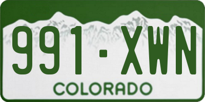 CO license plate 991XWN