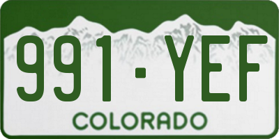 CO license plate 991YEF