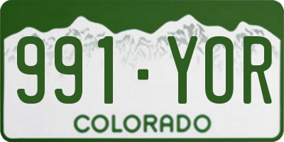 CO license plate 991YOR