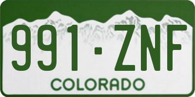 CO license plate 991ZNF