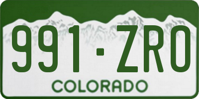 CO license plate 991ZRO