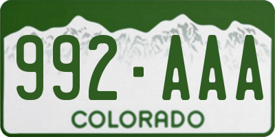 CO license plate 992AAA