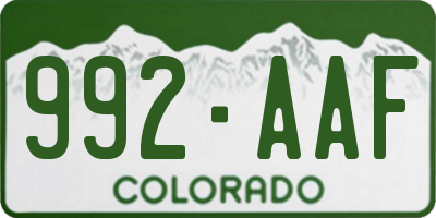CO license plate 992AAF