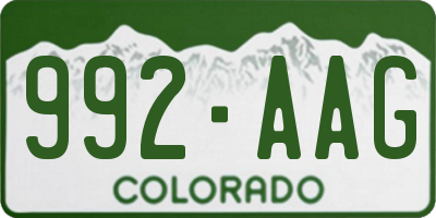 CO license plate 992AAG