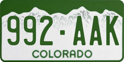 CO license plate 992AAK