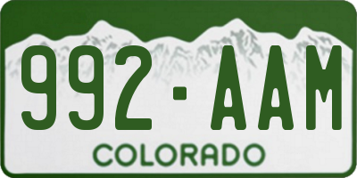 CO license plate 992AAM