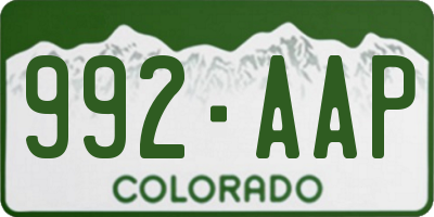 CO license plate 992AAP