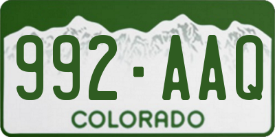 CO license plate 992AAQ
